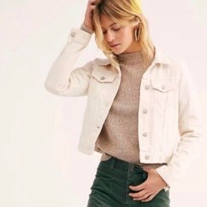 White free people denim jacket